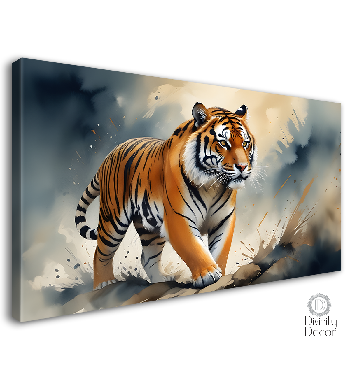 Tiger in a fog textured background art.- Design - Animal -88