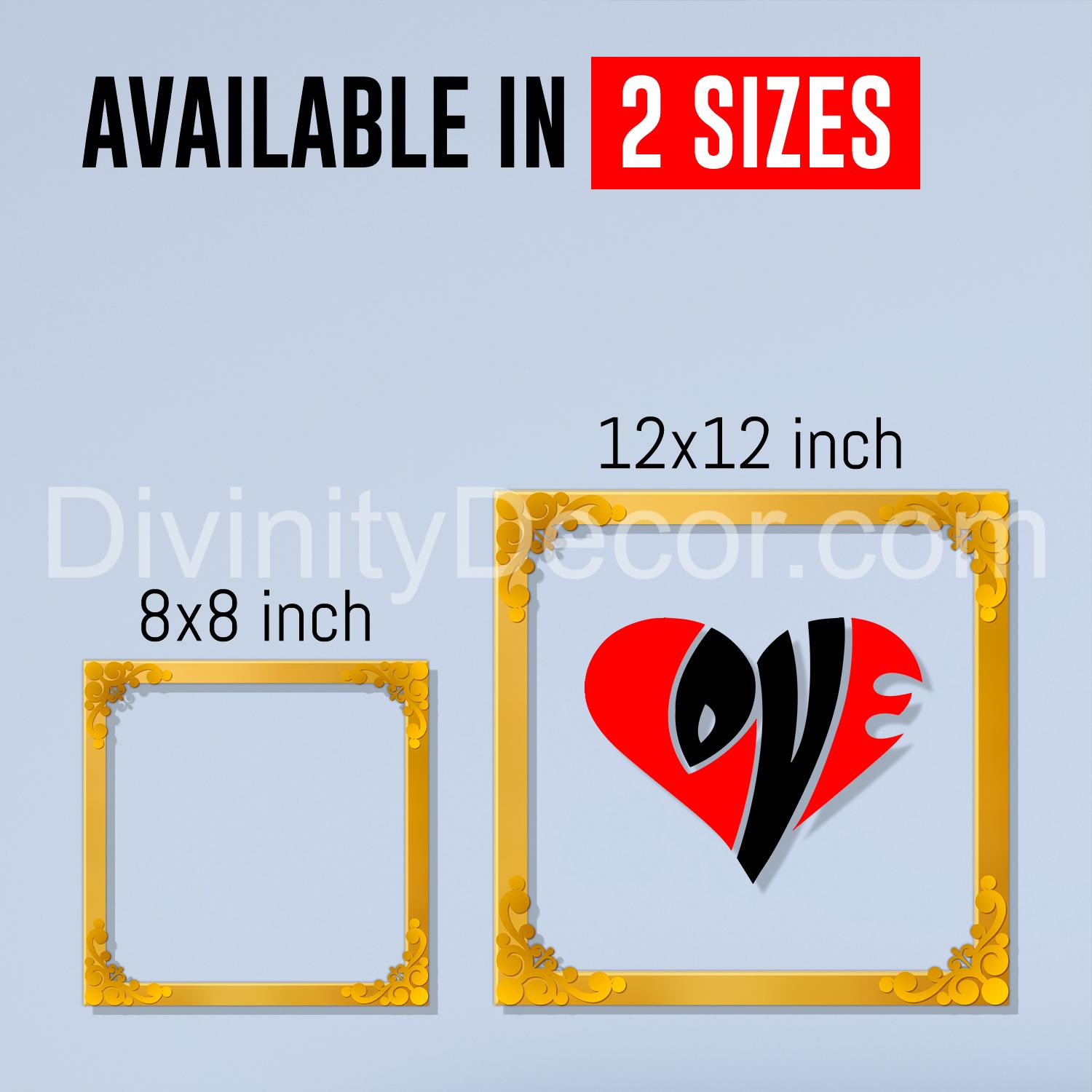 Love Golden Plaque for Gifting, Wall Decor Clear UV print with Golden Border-89