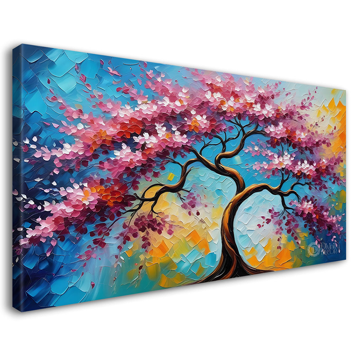 Spring tree in textured modern art Canvas Painting - Design - Tree-89