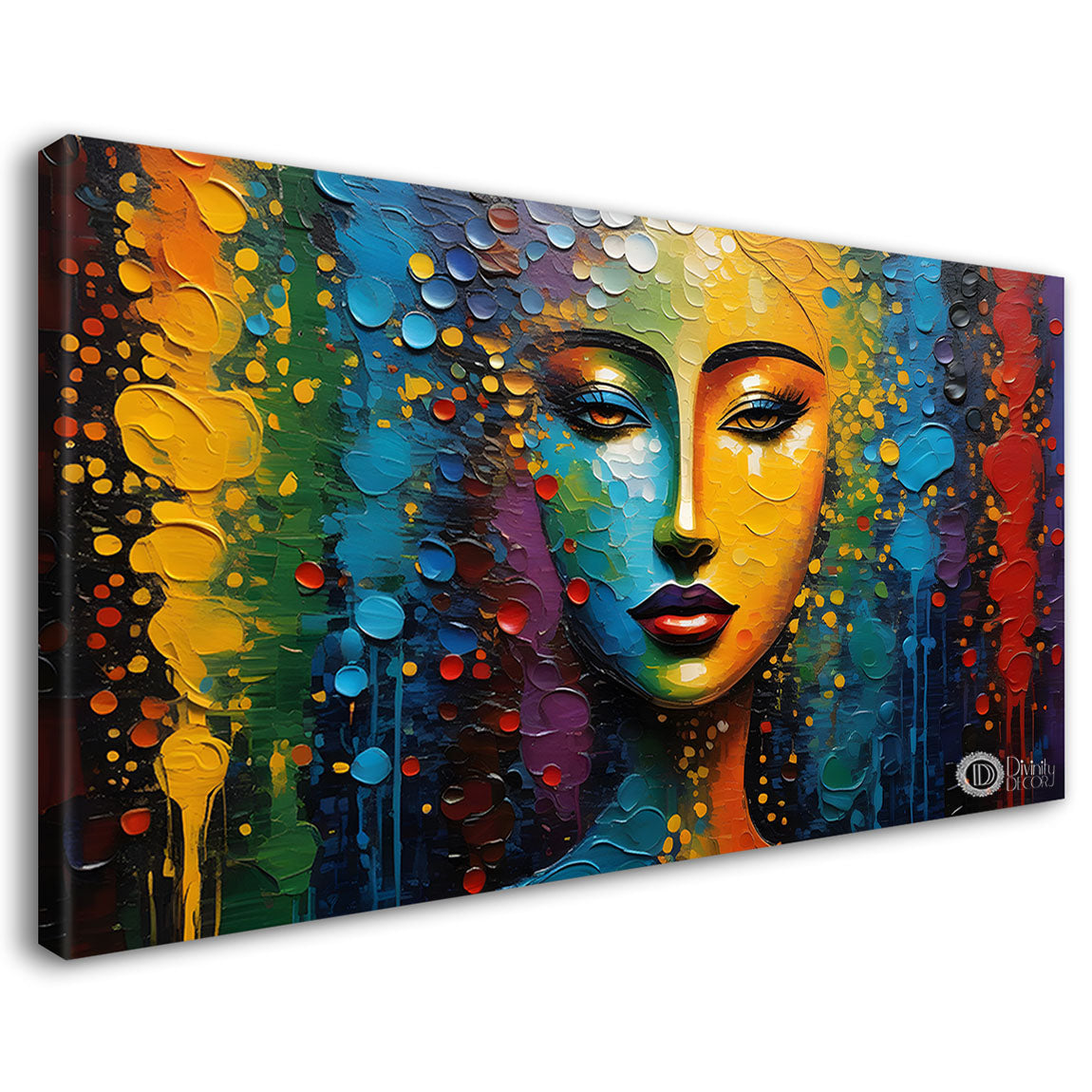 Beautiful lady face Textured art Canvas Painting - Design - Modern-L-89