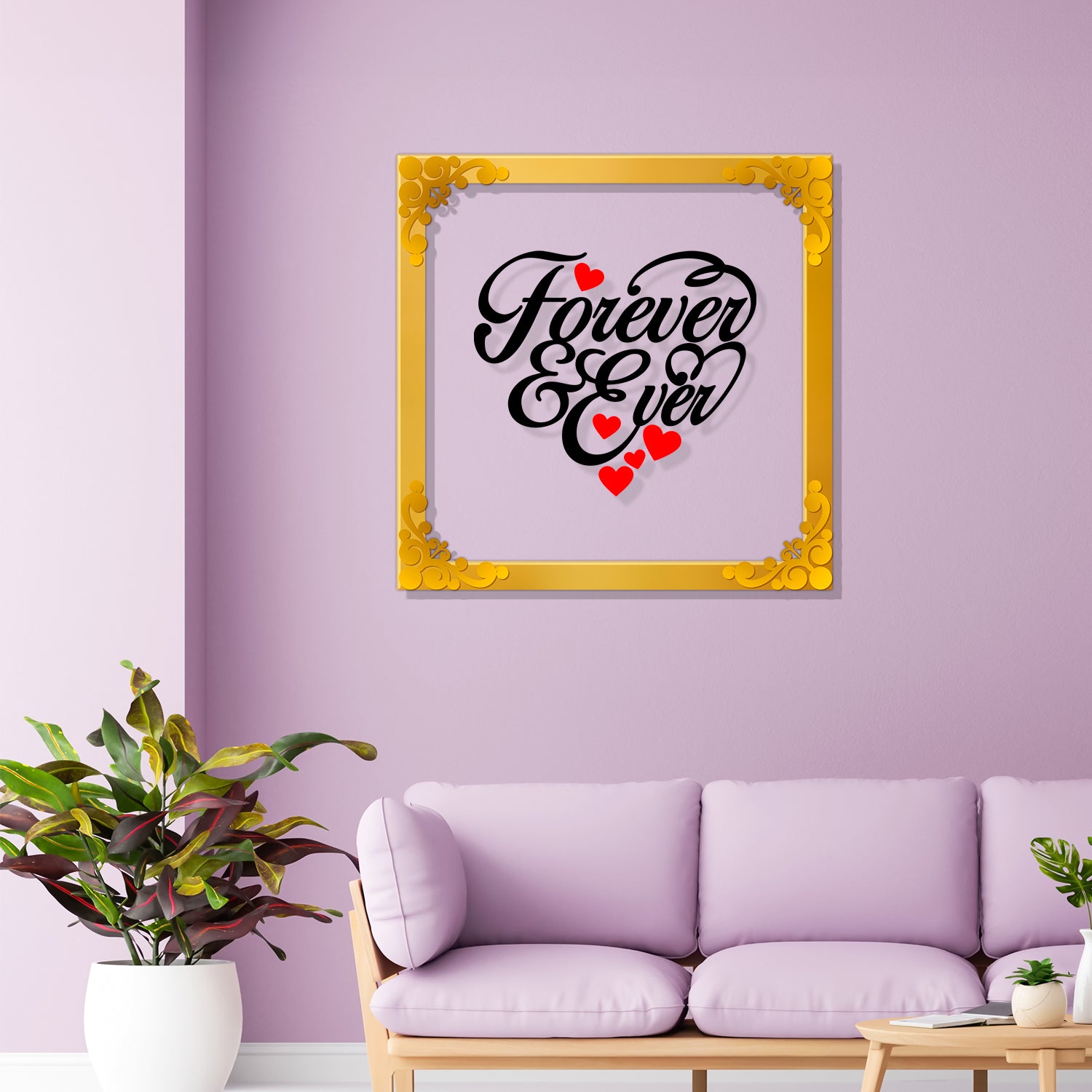 Forever and ever Golden Plaque for Gifting, Wall Decor Clear UV print with Golden Border-8