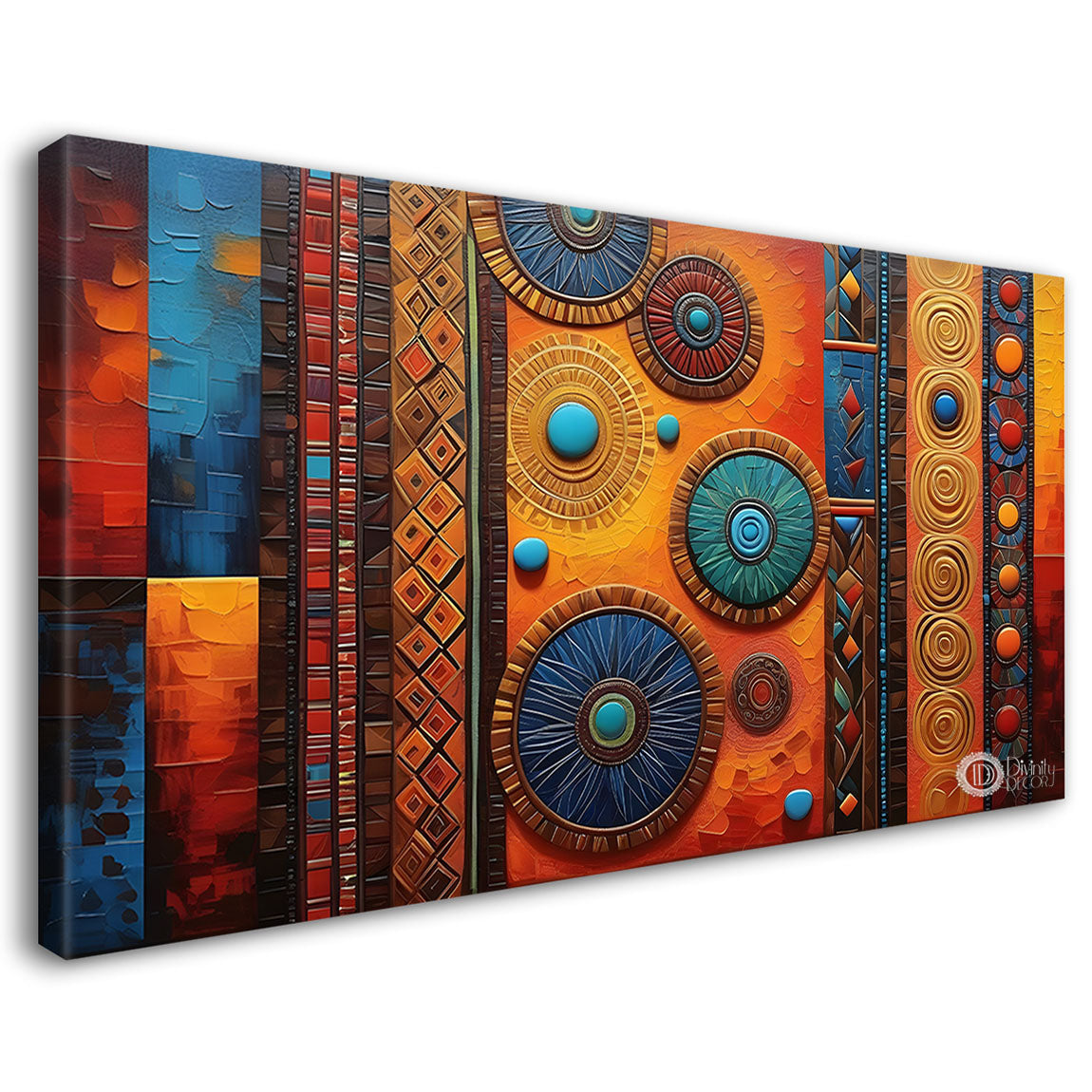 Colorful Lines with Spiral Texture art Canvas Painting - Design - Modern-L-8