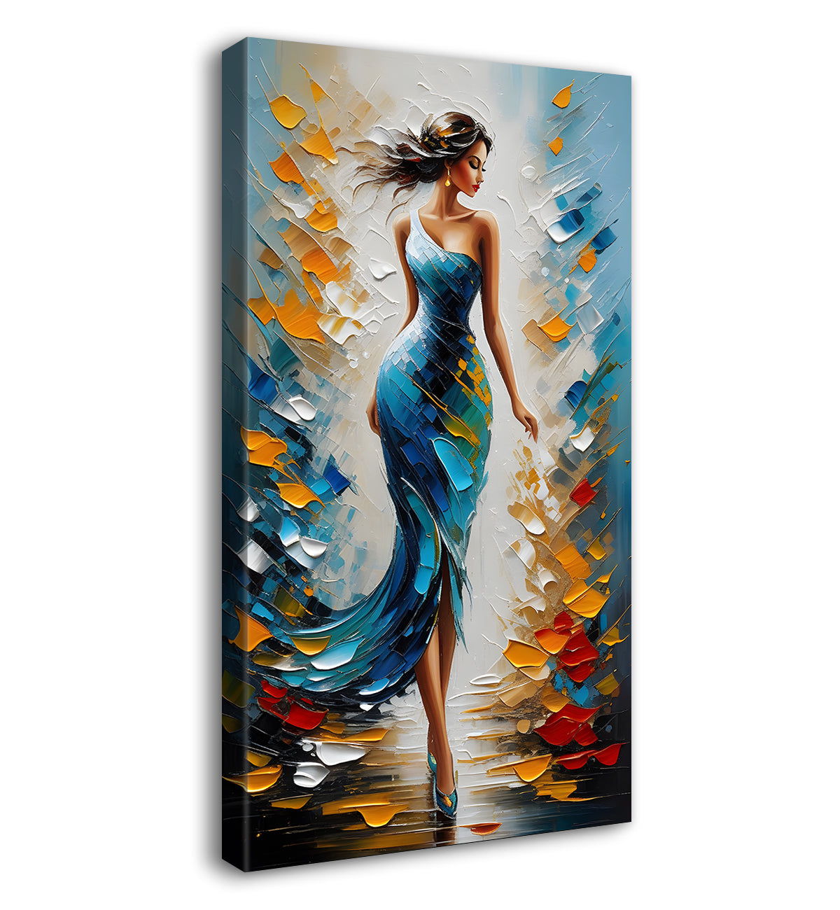 Woman with colourful background oil painting Canvas Painting - Design - Modern-V-8