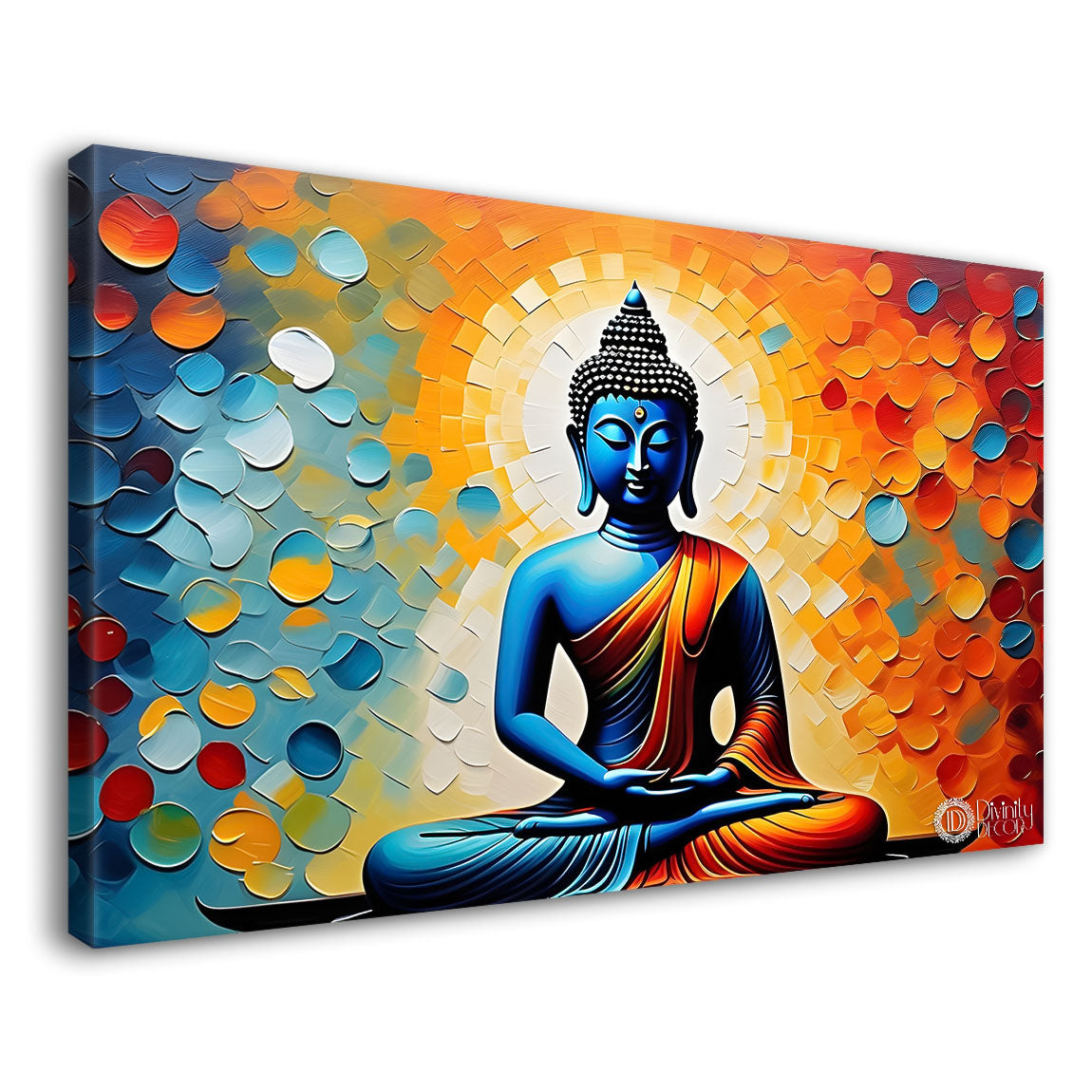 Buddha in colorful background textured painting Canvas Wall Painting - Buddha-90