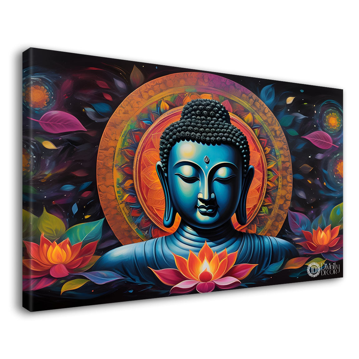 Buddha in colorful background textured painting Canvas Wall Painting - Buddha-91