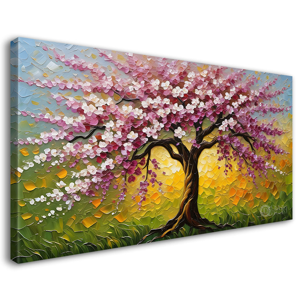 Spring tree in textured modern art Canvas Painting - Design - Tree-91