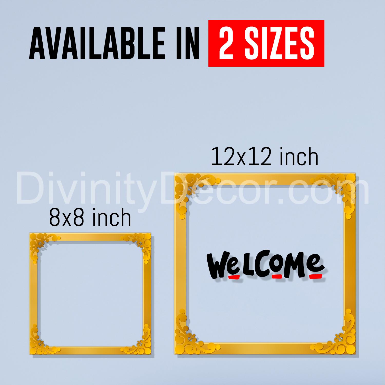 Welcome Golden Plaque for Gifting, Wall Decor Clear UV print with Golden Border-92