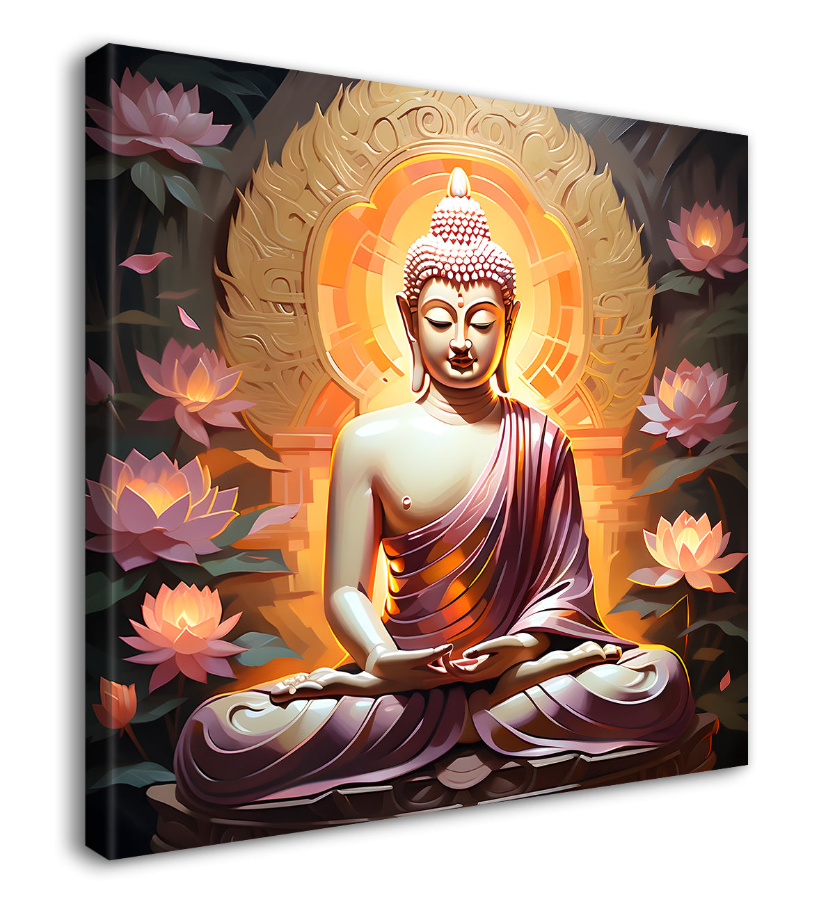 Buddha painting with lotus flower 24x24 inch Buddha-S-92