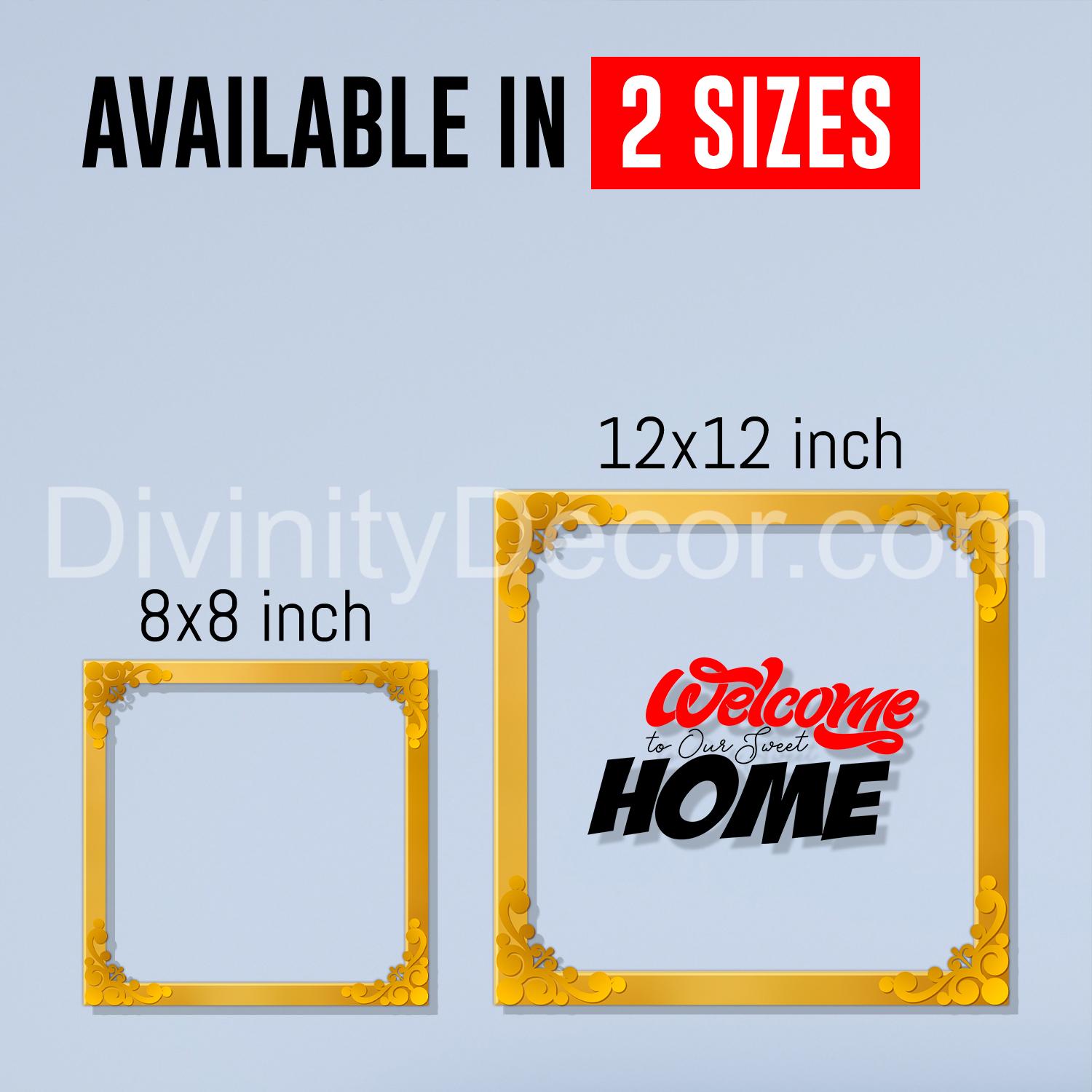 Welcome home Golden Plaque for Gifting, Wall Decor Clear UV print with Golden Border-93