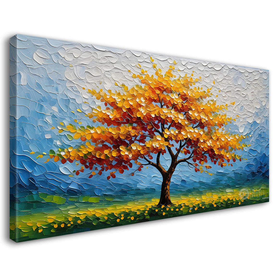 Orange tree in textured modern art Canvas Painting - Design - Tree-93