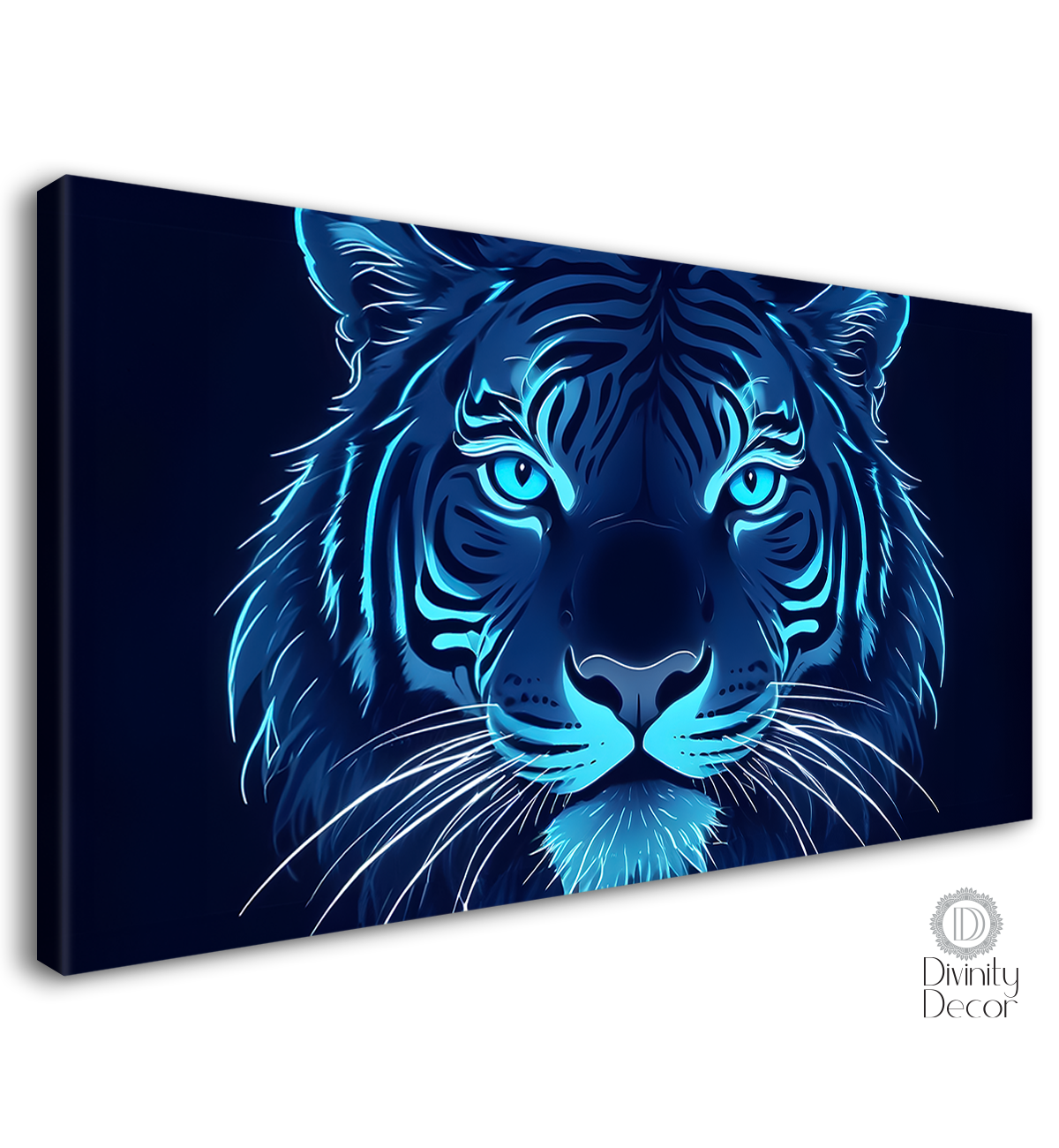 Tiger in blue textured with black background art.- Design - Animal -94