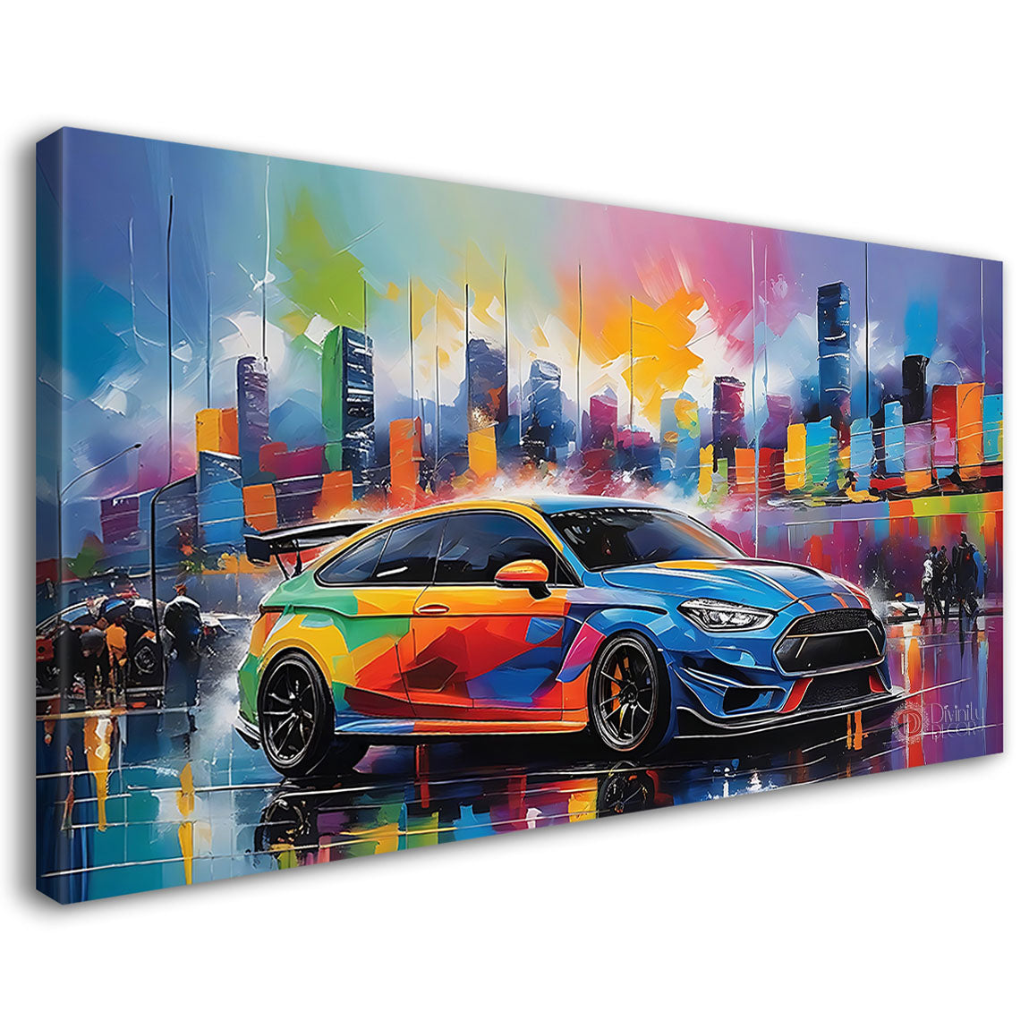 Colorful textured water color car painting Canvas Painting - Nature Art -94