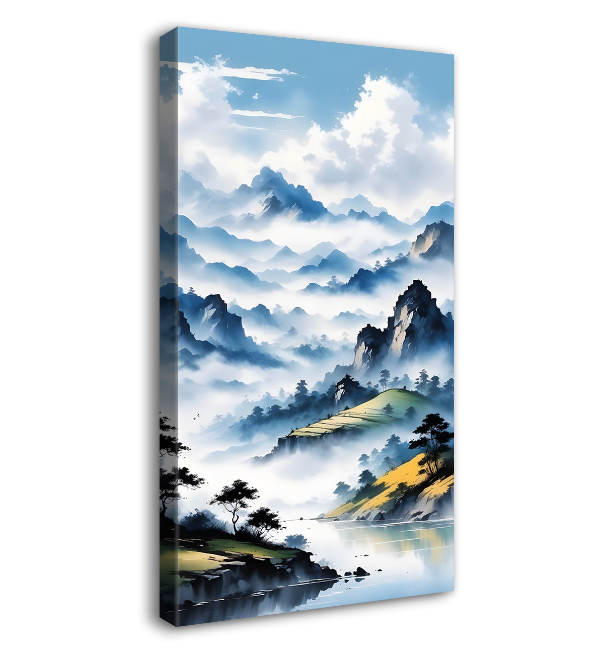 Mountains in clouds textured natural art Canvas Painting - Nature Art -V-94