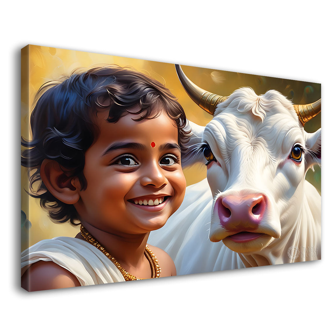 Little Krishna with cow painting Canvas Painting - Design - Krishna-95