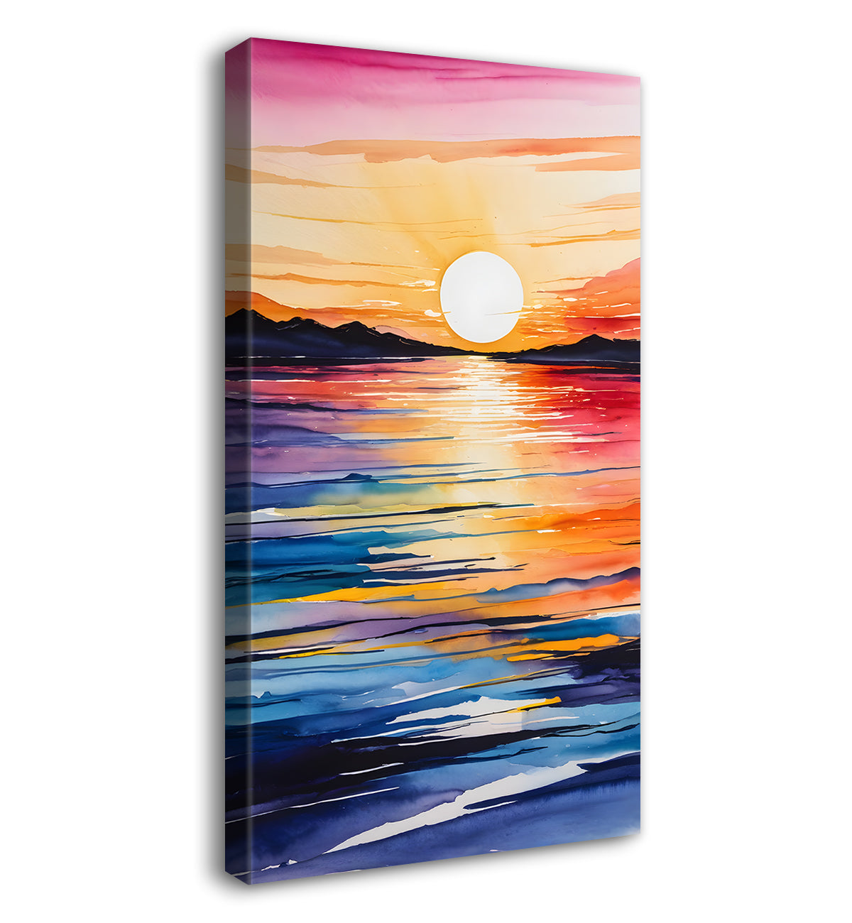 Sea with sunset in textured natural art Canvas Painting - Nature Art -V-95