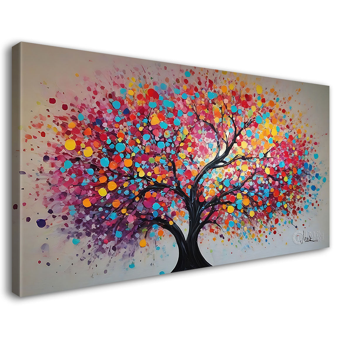 Colorful tree in textured painting Canvas Painting - Nature Art -95