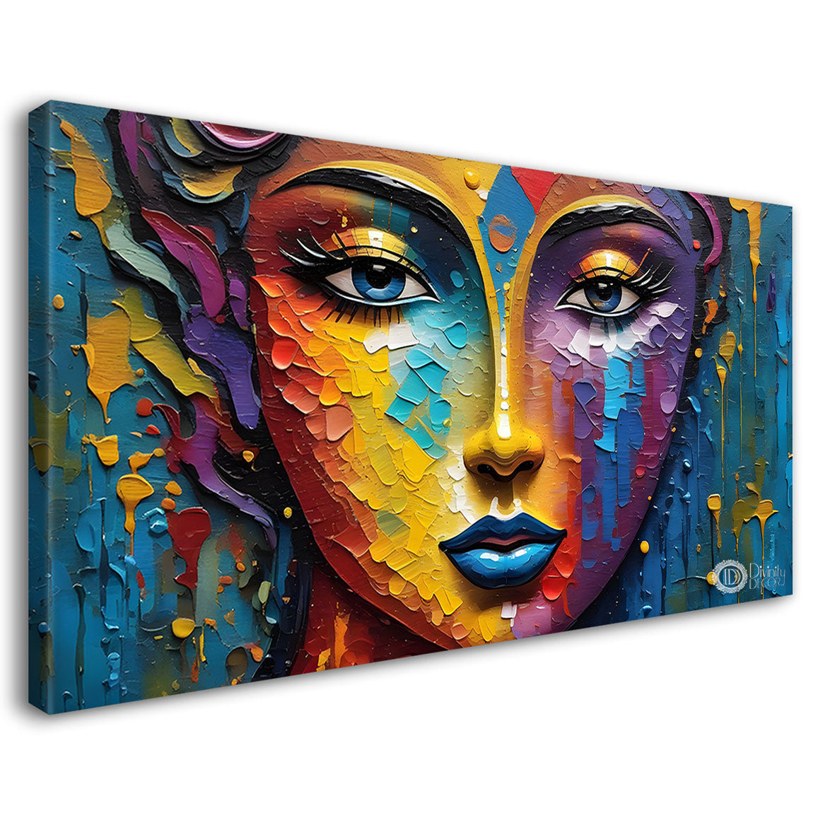 Colourful faced lady modern art Canvas Painting - Design - Modern-L-95