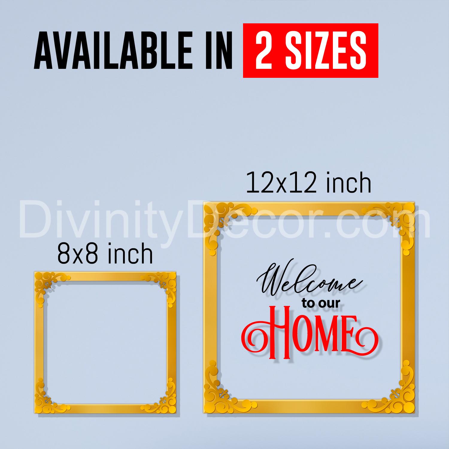 Welcome to our home Golden Plaque for Gifting, Wall Decor Clear UV print with Golden Border-96