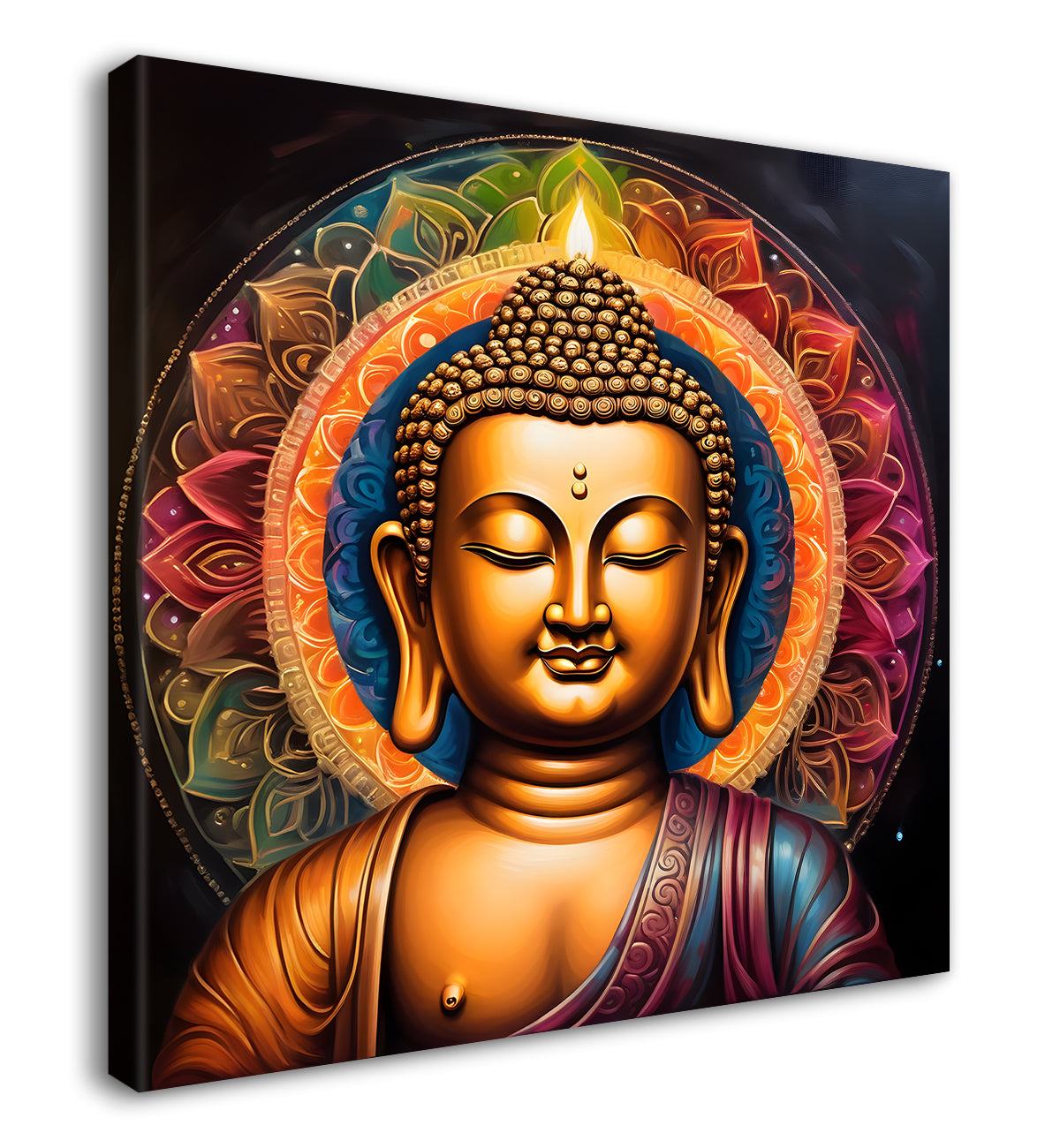 Golden Blue Dark theme budhha painting 24x24 inch Buddha-S-96