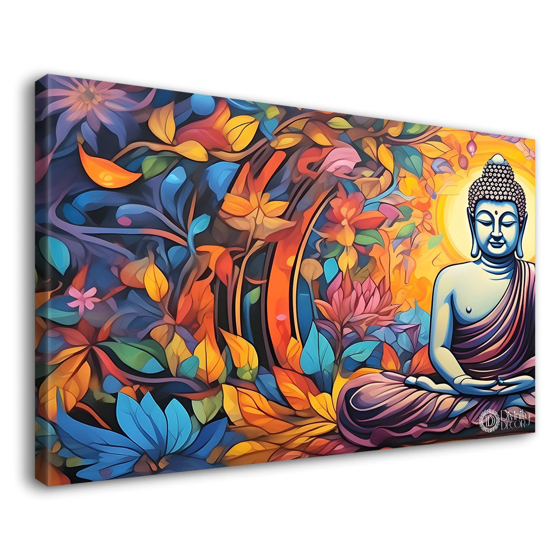 Buddha in colorful background textured painting Canvas Wall Painting - Buddha-96