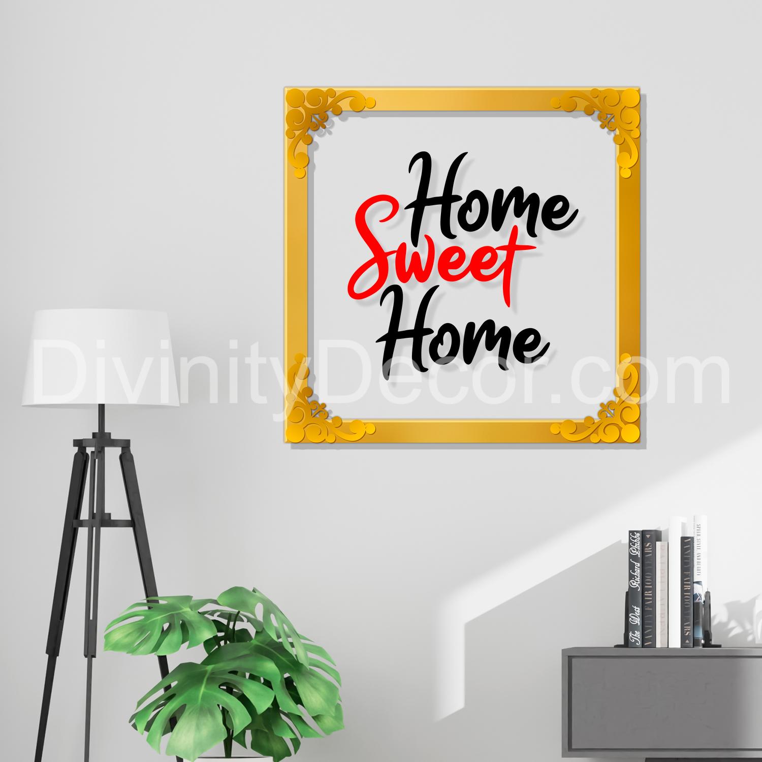 Sweet home Golden Plaque for Gifting, Wall Decor Clear UV print with Golden Border-97