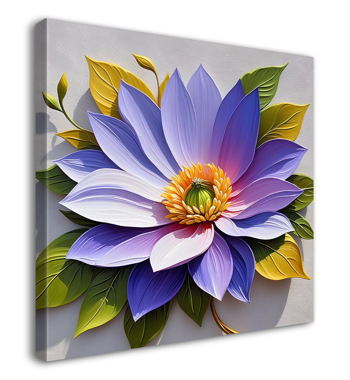 Purple flower in grey background textured painting  - Flower-S-97