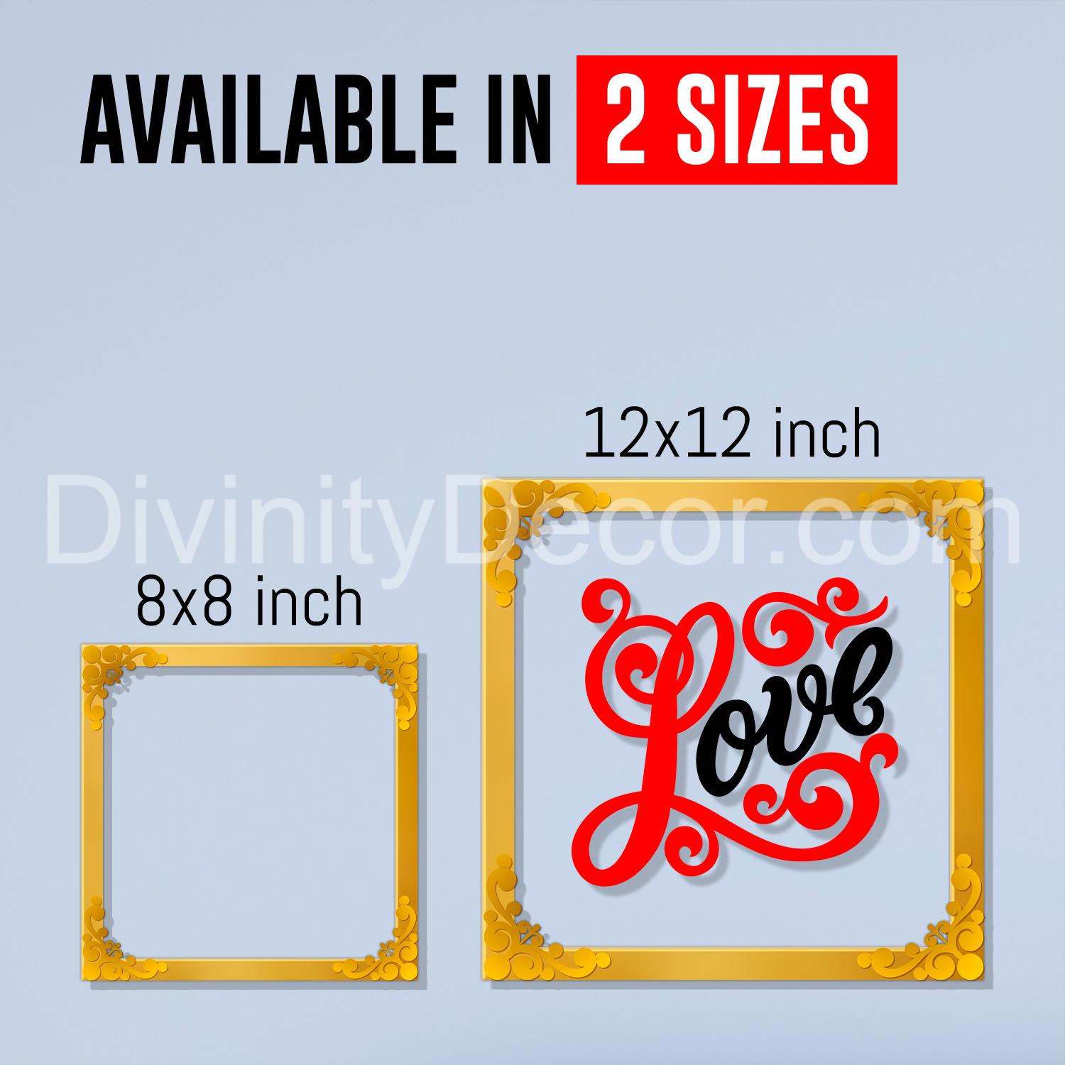 Love Golden Plaque for Gifting, Wall Decor Clear UV print with Golden Border-98