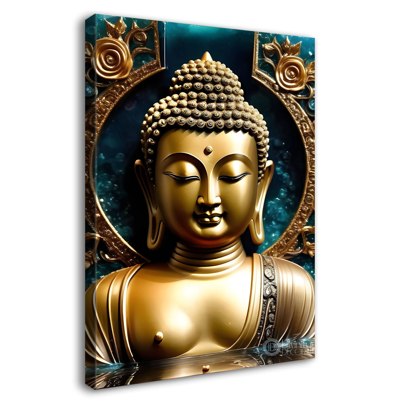 Golden buddha with golden background painting  - Buddha-V-98