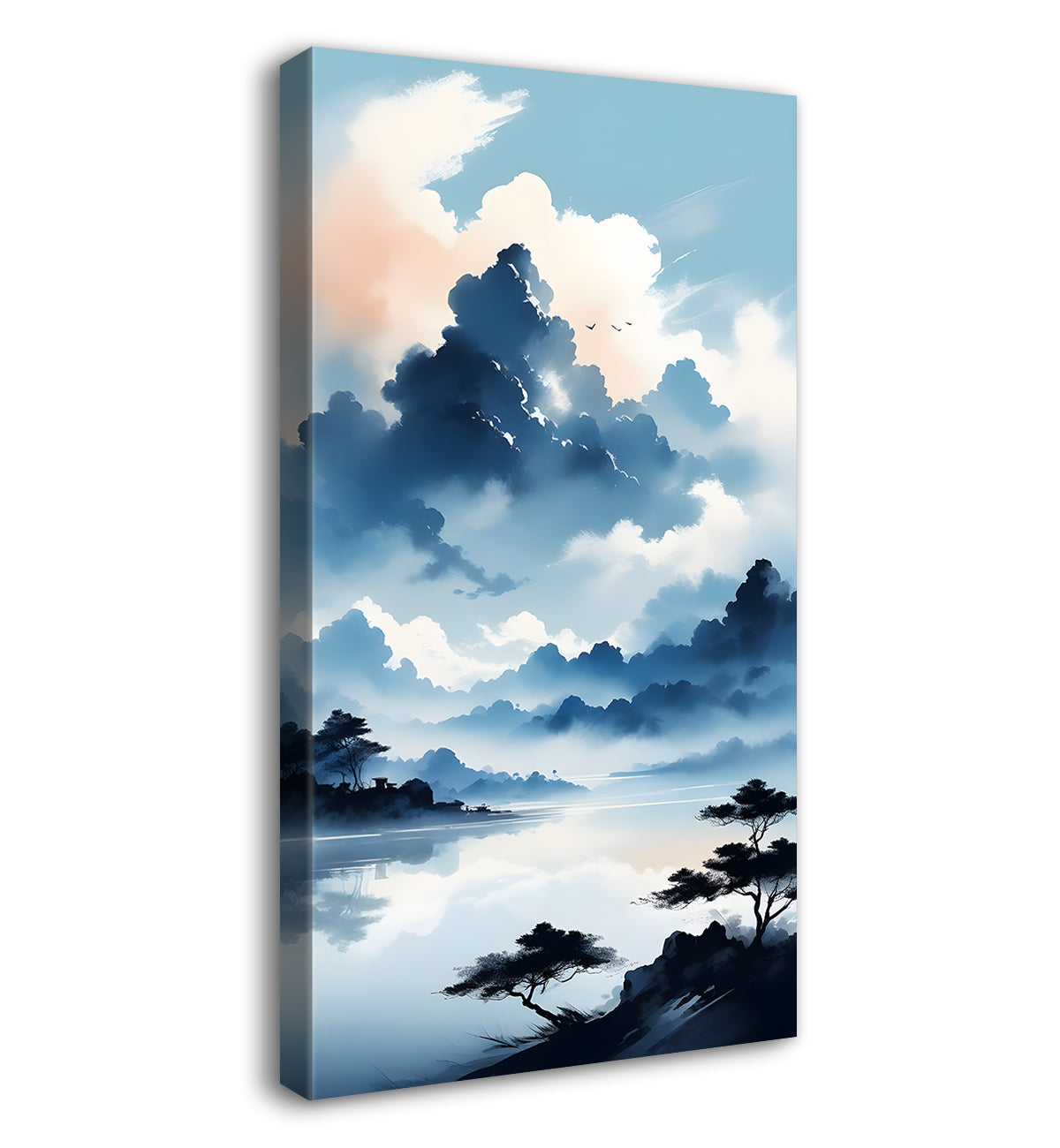 Mountains in clouds textured natural art Canvas Painting - Nature Art -V-98