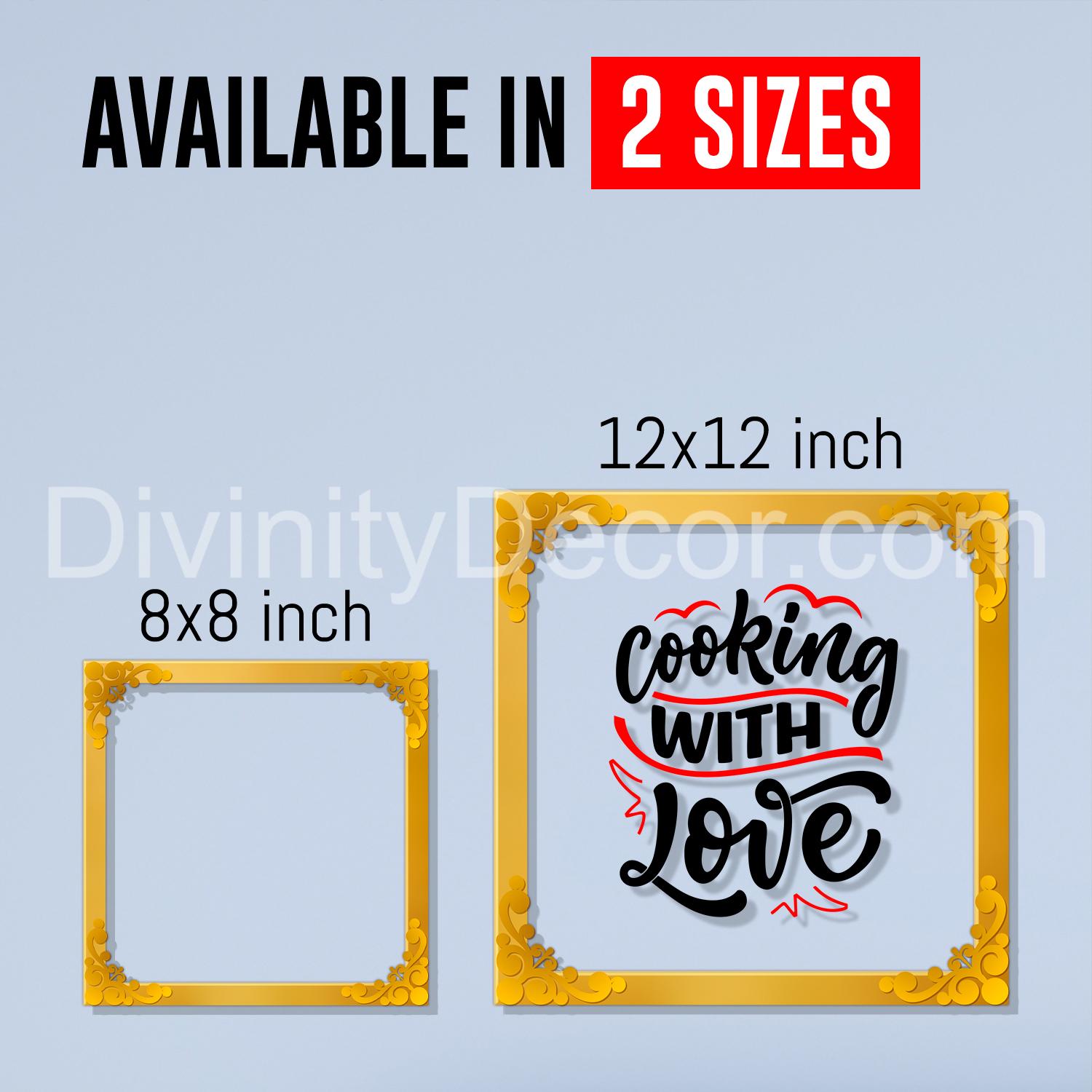 Cooking with love Golden Plaque for Gifting, Wall Decor Clear UV print with Golden Border-99