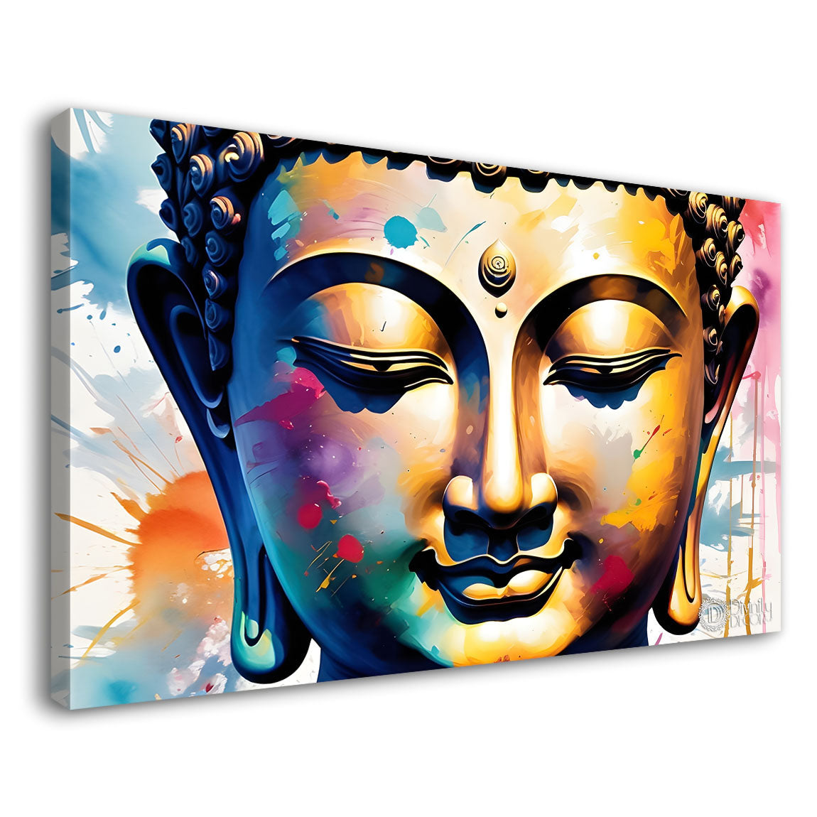 Buddha face in colors textured painting Canvas Wall Painting - Buddha-99