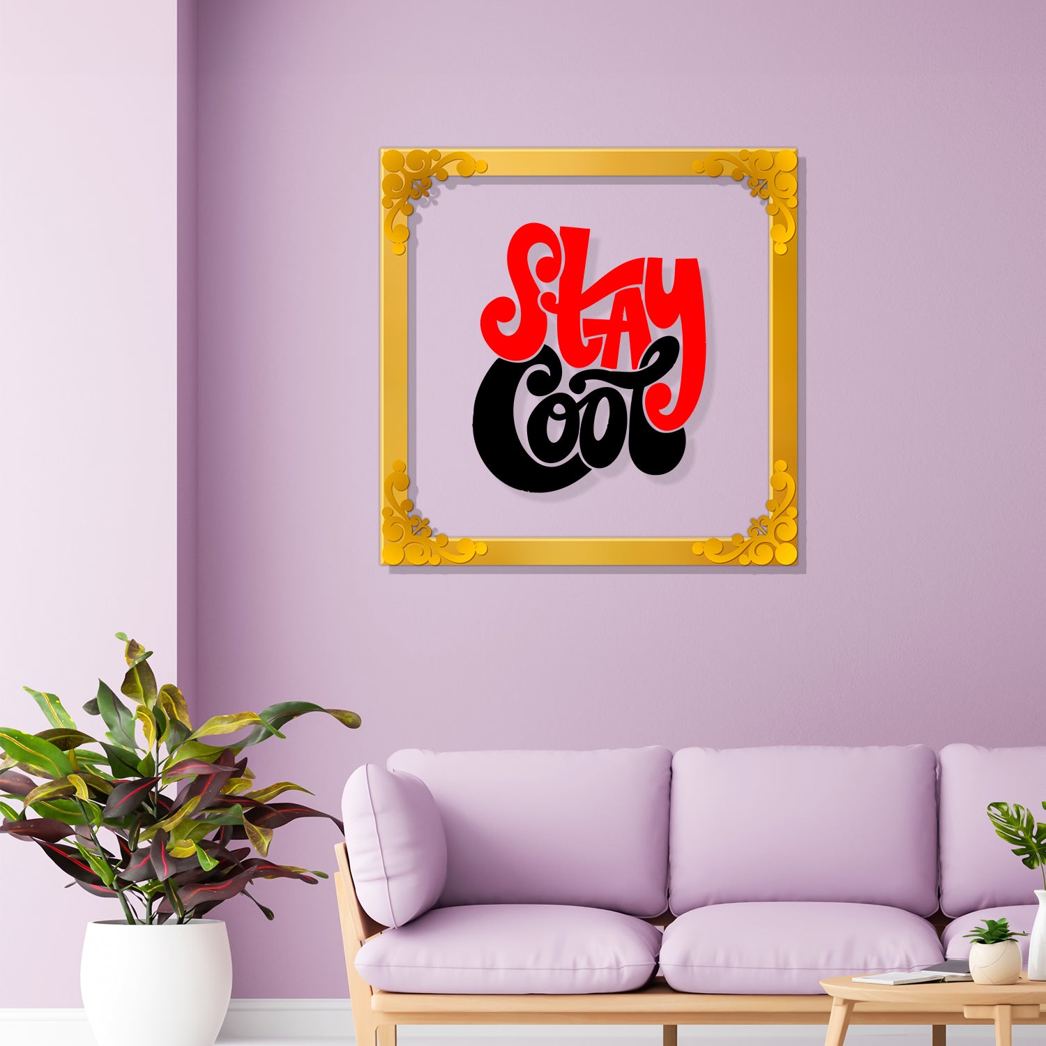 Stay cool Golden Plaque for Gifting, Wall Decor Clear UV print with Golden Border-9