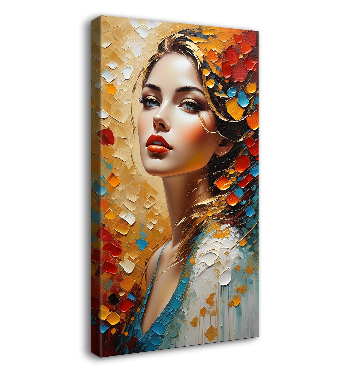 Woman with colourful background oil painting Canvas Painting - Design - Modern-V-9