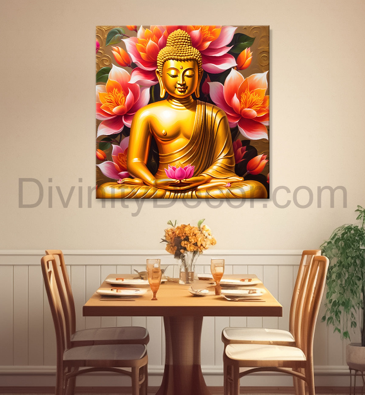 Golden Buddha Painting texturd painting 24x24 inch Buddha-S-1