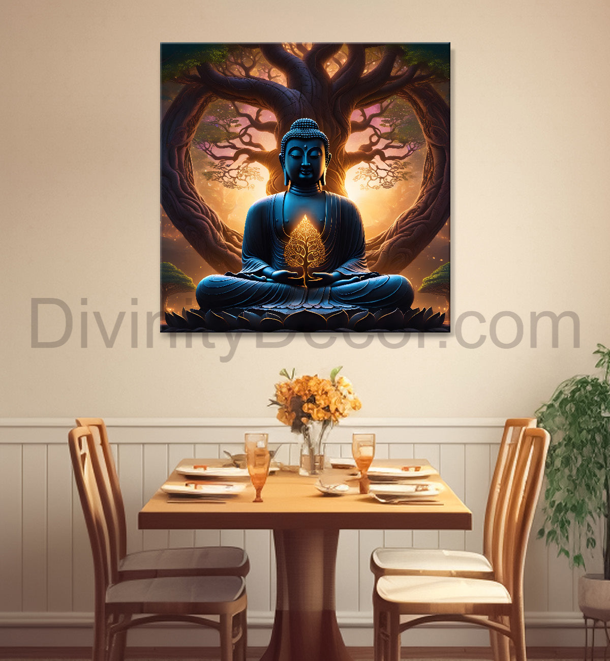 Dark buddha painting 24x24 inch Buddha-S-8