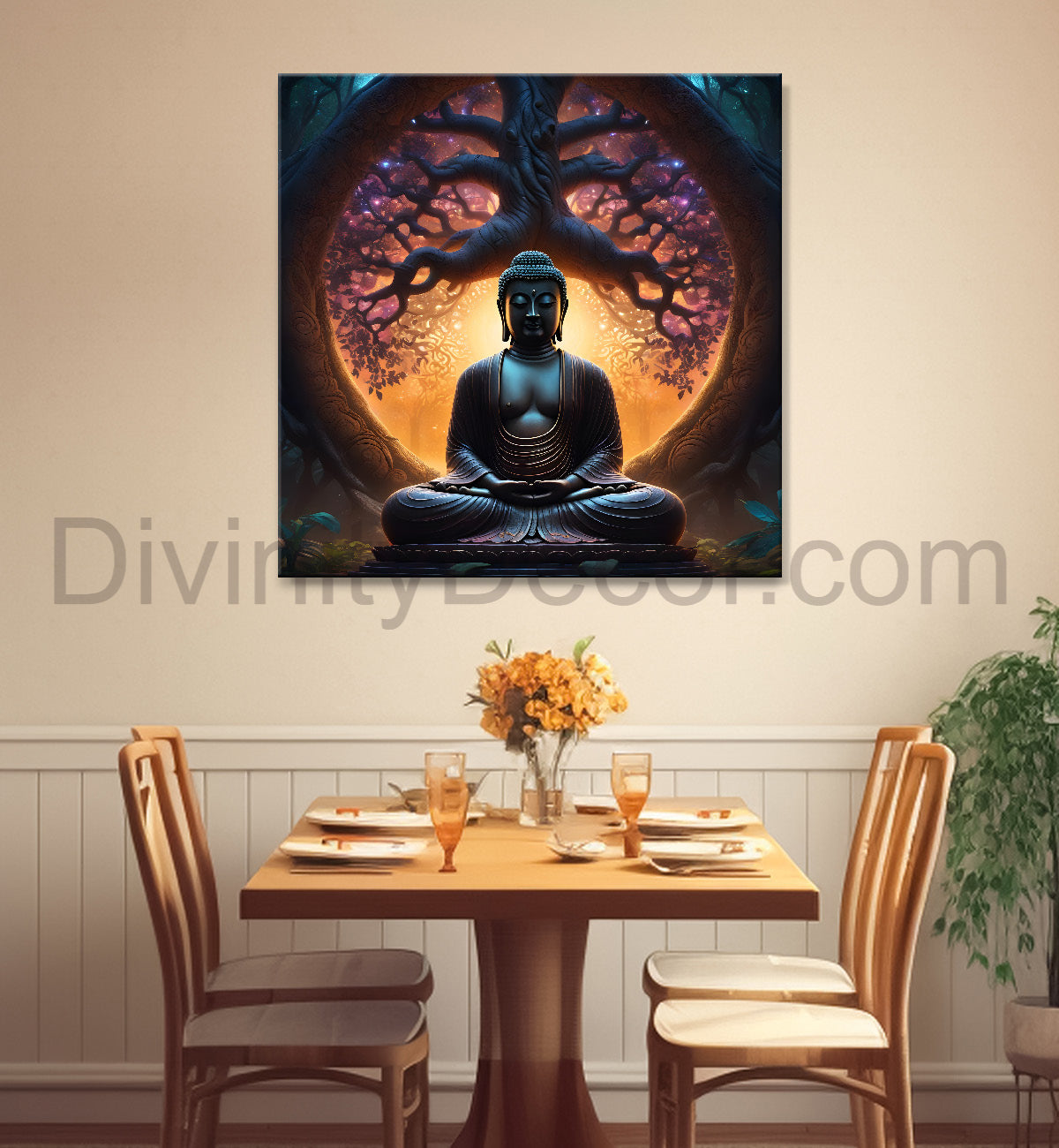 Dark buddha painting 24x24 inch Buddha-S-9