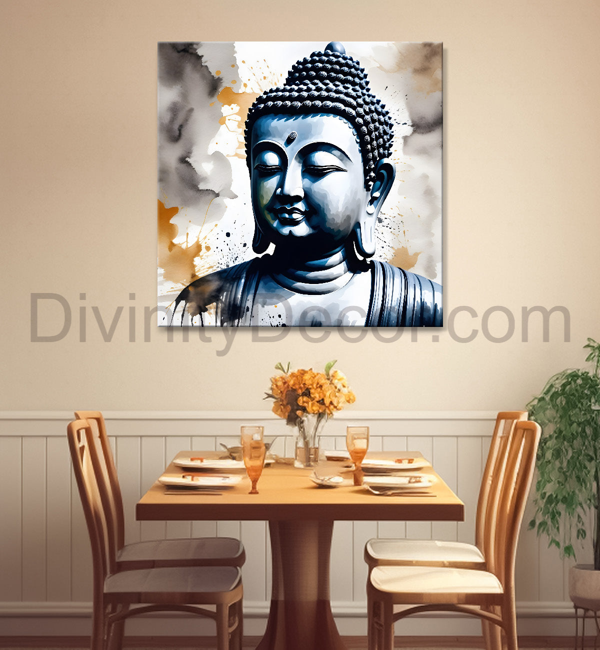 Water color buddha painting 24x24 inch Buddha-S-10
