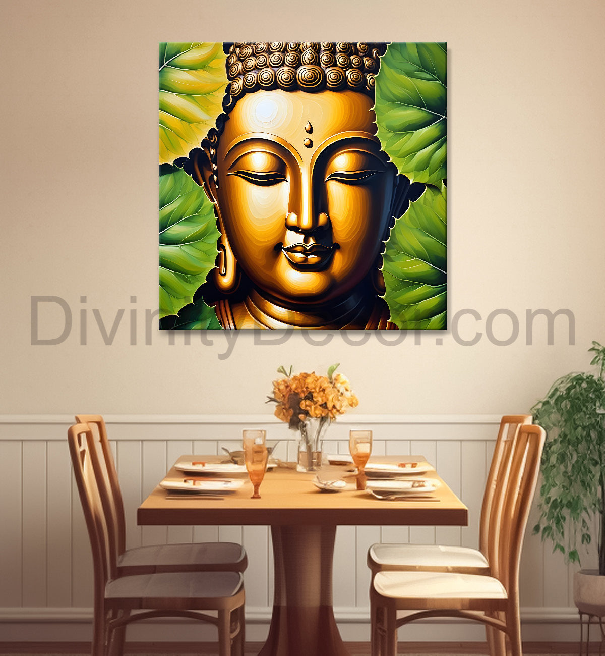 Golden Buddha Painting with textured color 24x24 inch Buddha-S-42