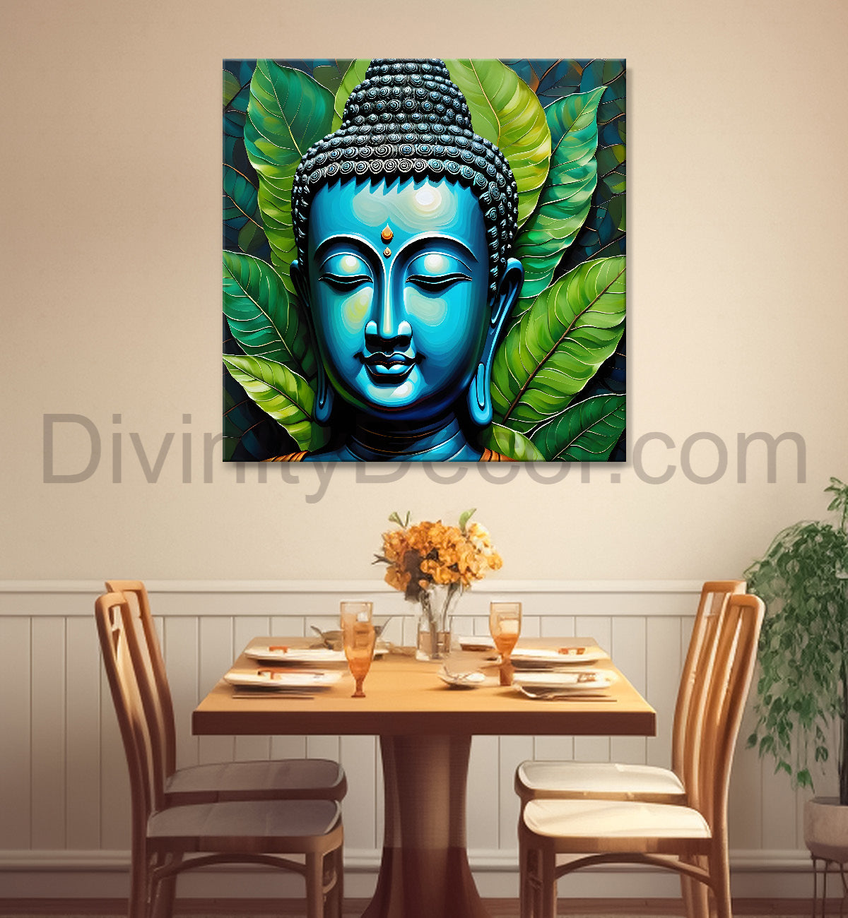 Golden Buddha Painting with textured color 24x24 inch Buddha-S-44