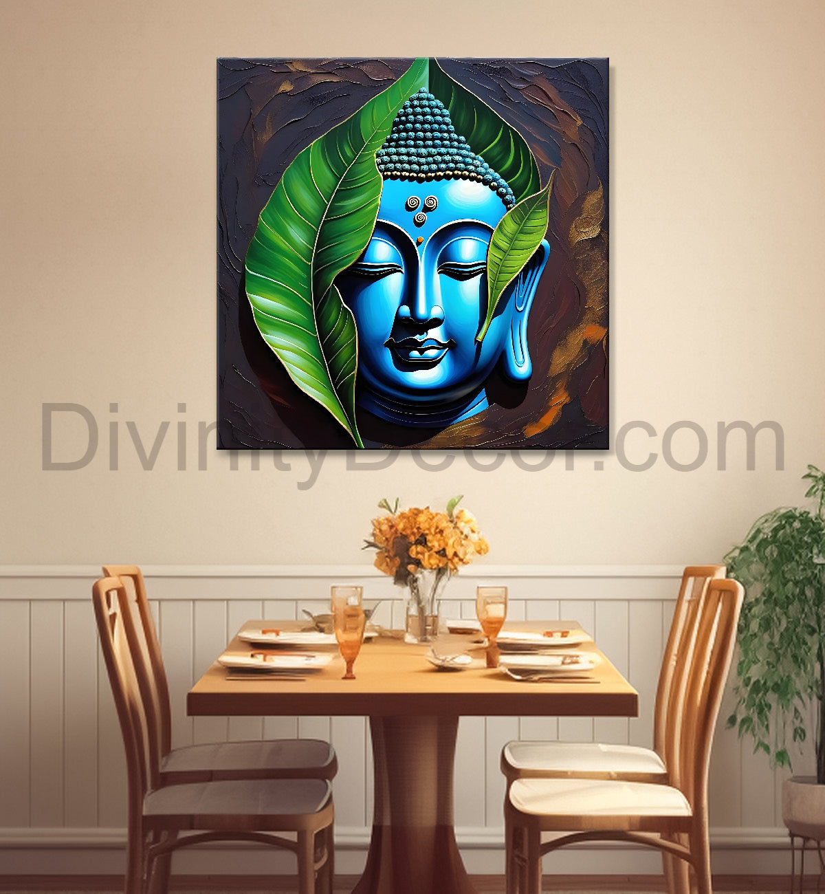 Golden Buddha Painting with textured color 24x24 inch Buddha-S-45