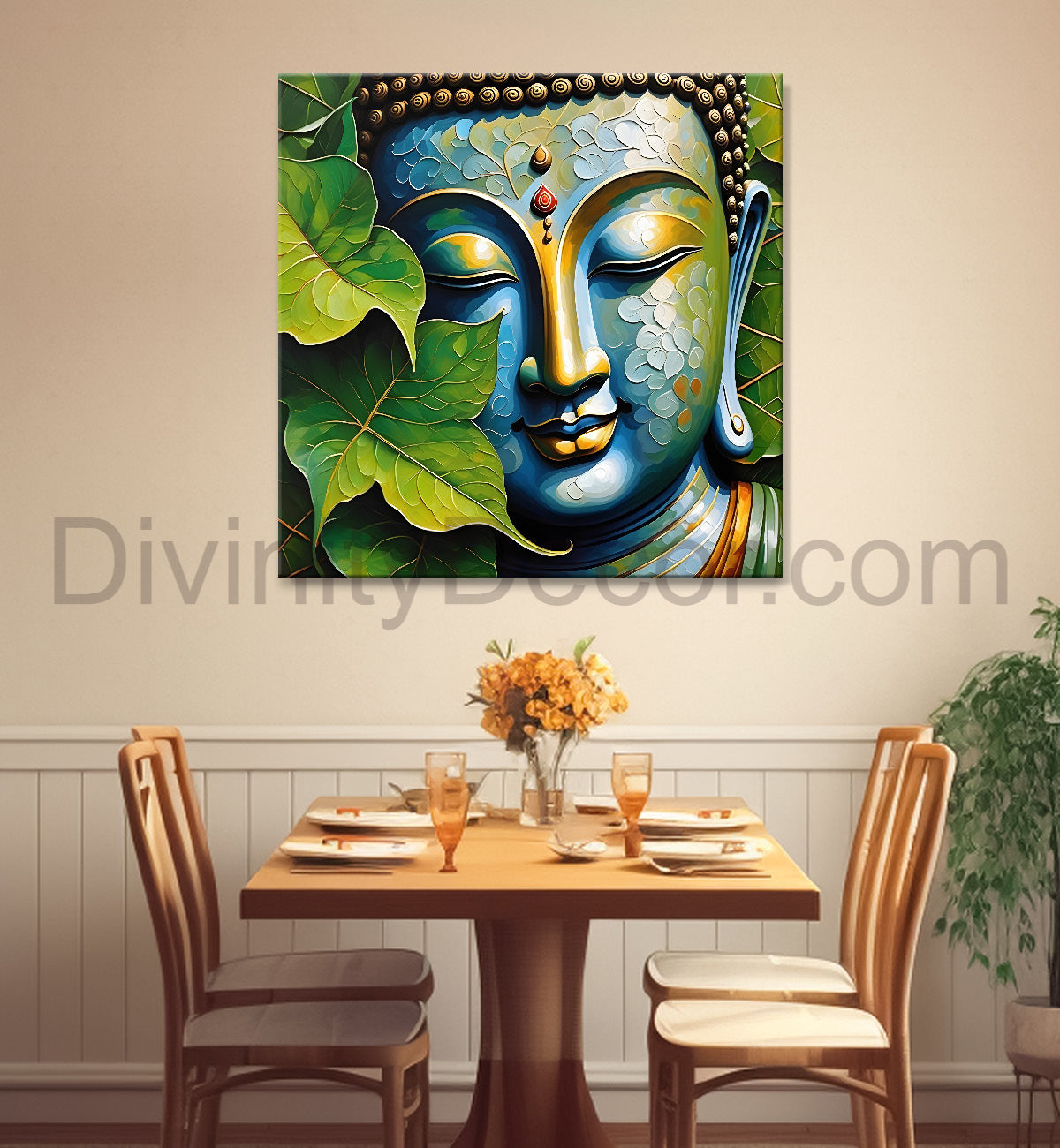 Golden Buddha Painting with textured color 24x24 inch Buddha-S-46
