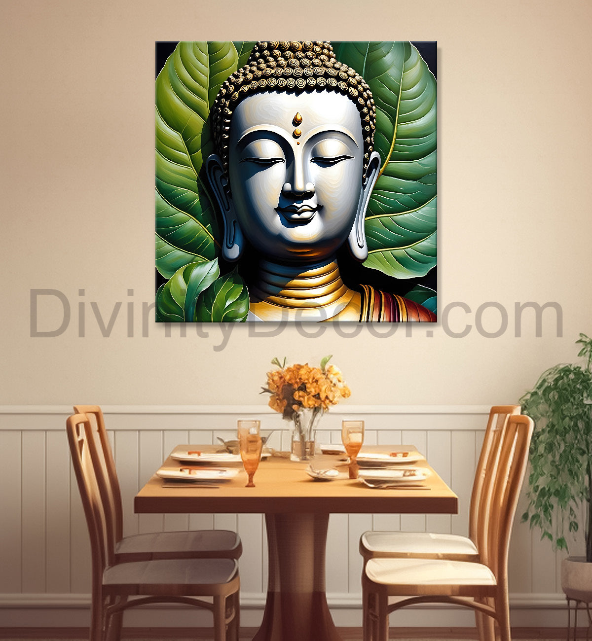 Golden Buddha Painting with textured color 24x24 inch Buddha-S-47
