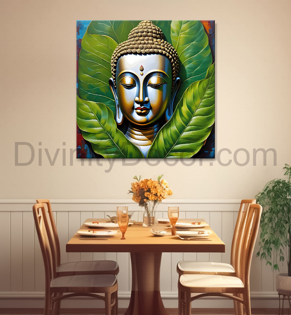 Golden Buddha Painting with textured color 24x24 inch Buddha-S-49