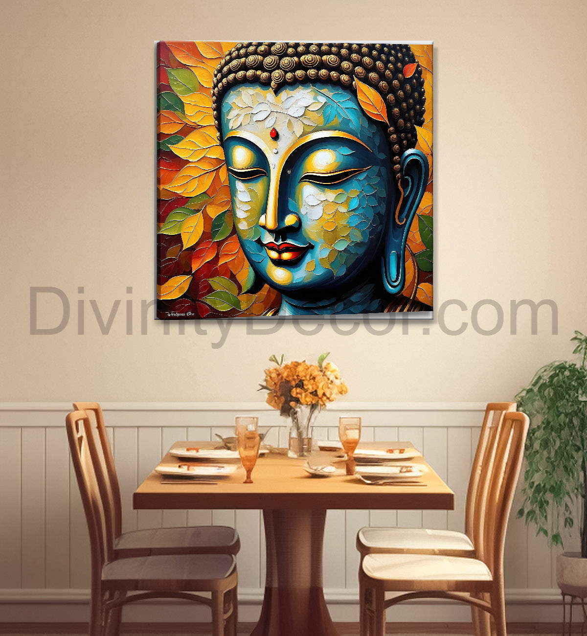 Golden Buddha Painting with textured color 24x24 inch Buddha-S-50
