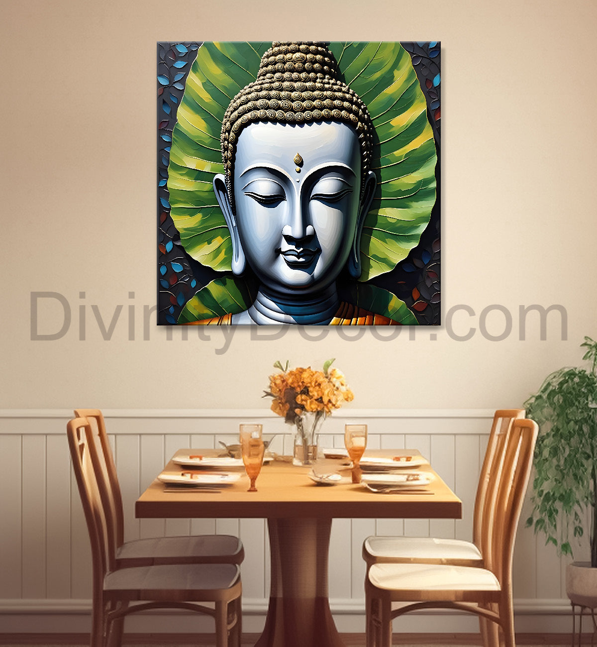 Golden Buddha Painting with textured color 24x24 inch Buddha-S-51