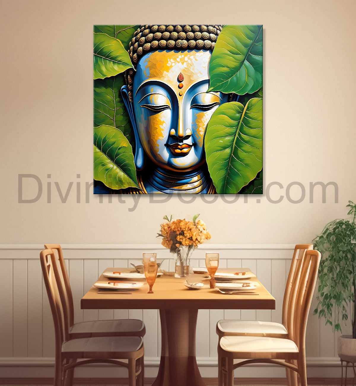 Golden Buddha Painting with textured color 24x24 inch Buddha-S-52