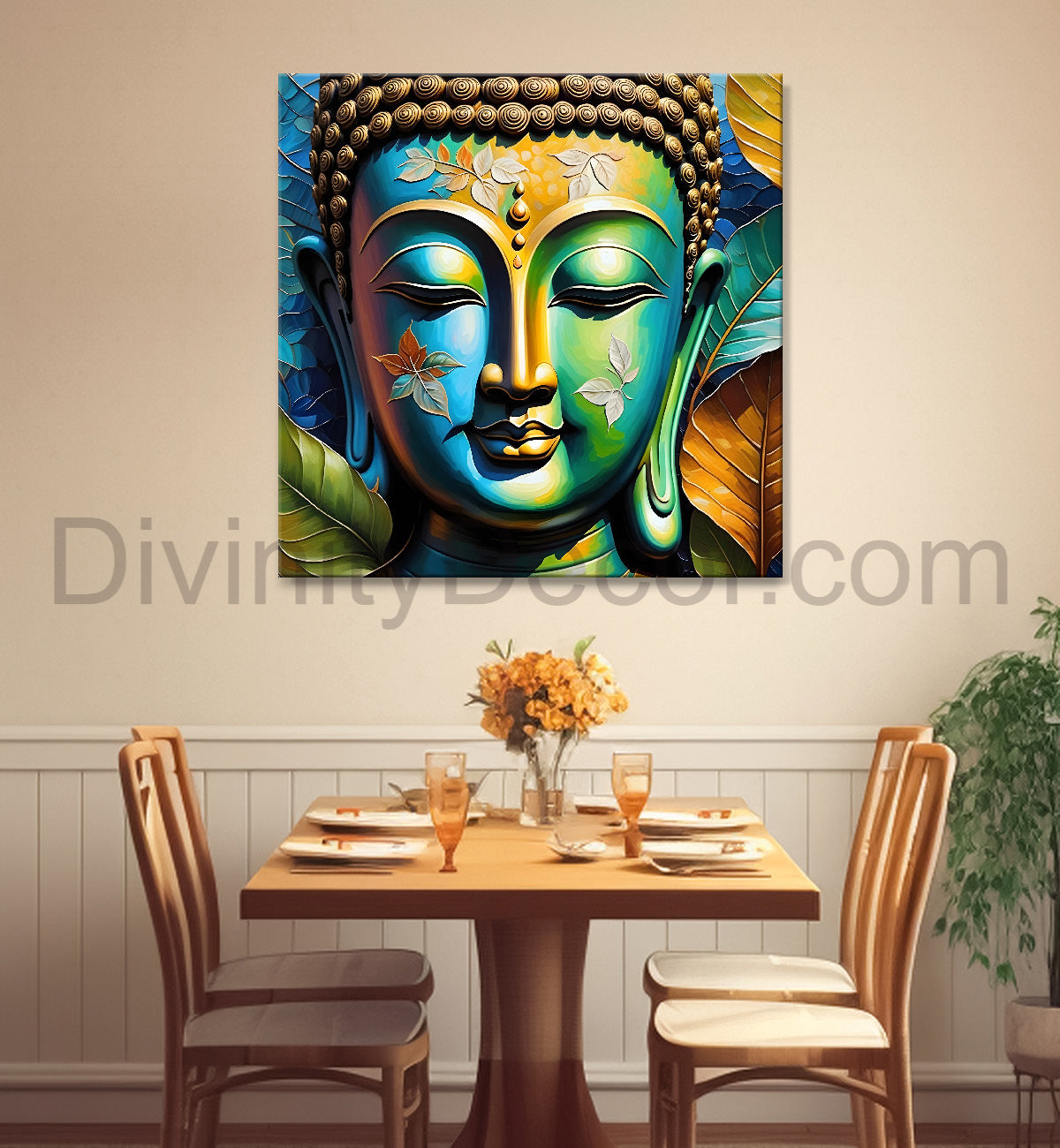 Golden Buddha Painting with textured color 24x24 inch Buddha-S-53
