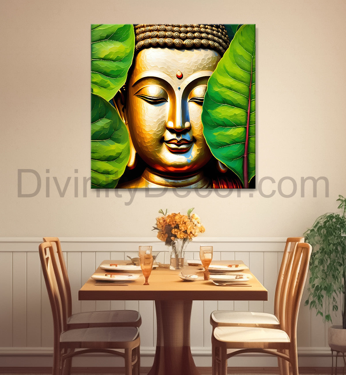 Golden Buddha Painting with textured color 24x24 inch Buddha-S-54