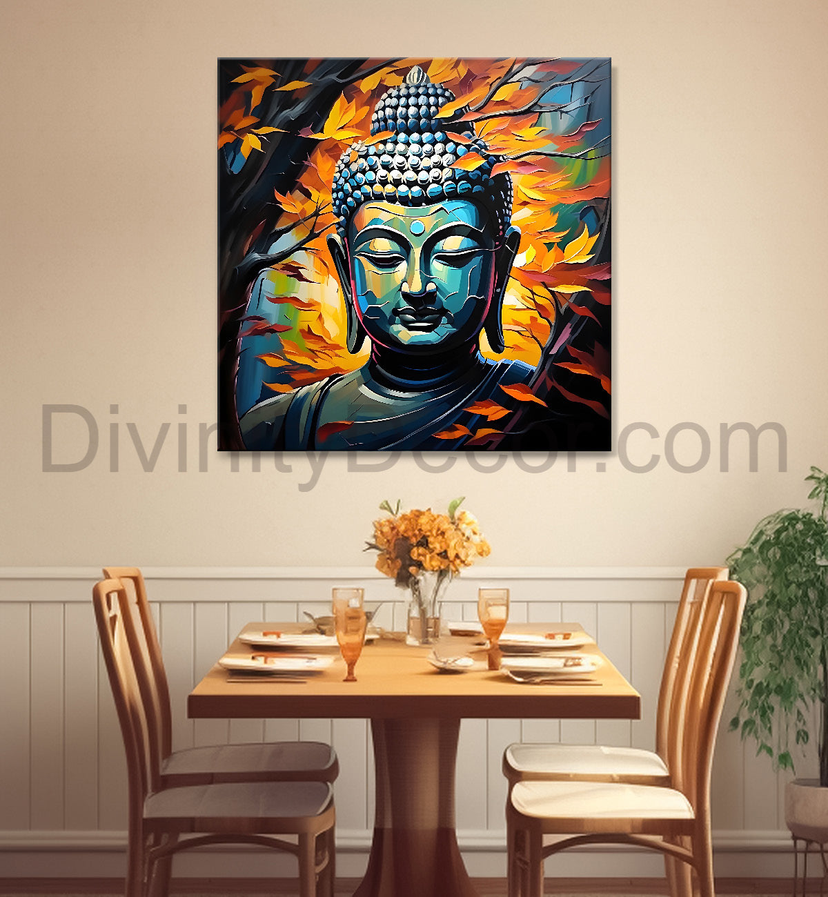 Golden Buddha Painting with textured color 24x24 inch Buddha-S-55