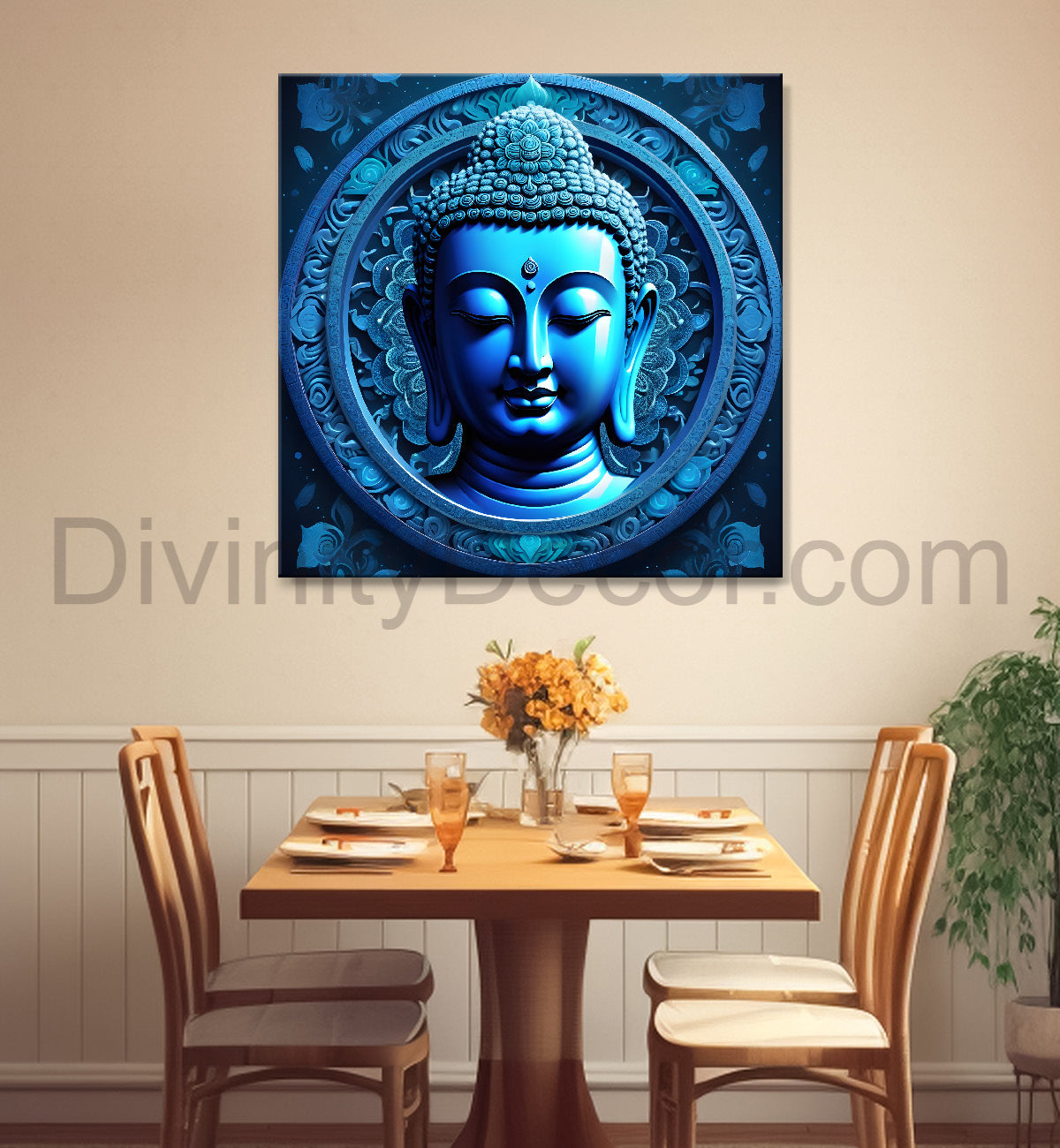 Dark blue Buddha painting 24x24 inch Buddha-S-56